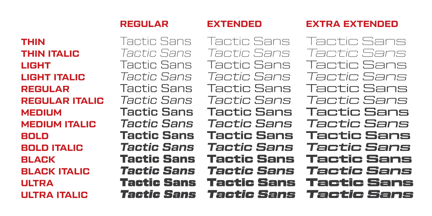 Tactic Sans Thin Italic Font preview